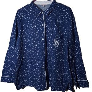 Long Sleeve Button Down Night Sleep Blouse Shirt
